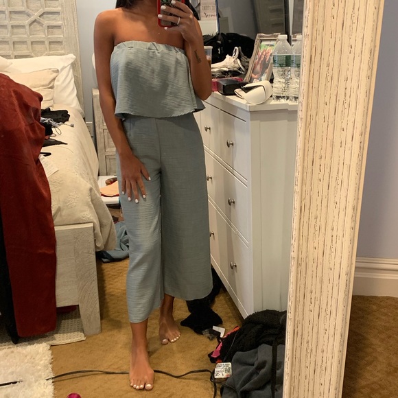 Blue Blush Pants - Crop top & culotte matching set